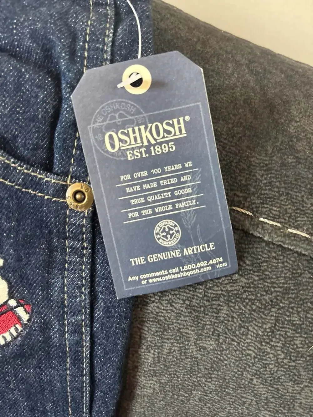 OshKosh B'gosh 24 Months Toddler Football Embroidery Flannel Lined Blue Jeans